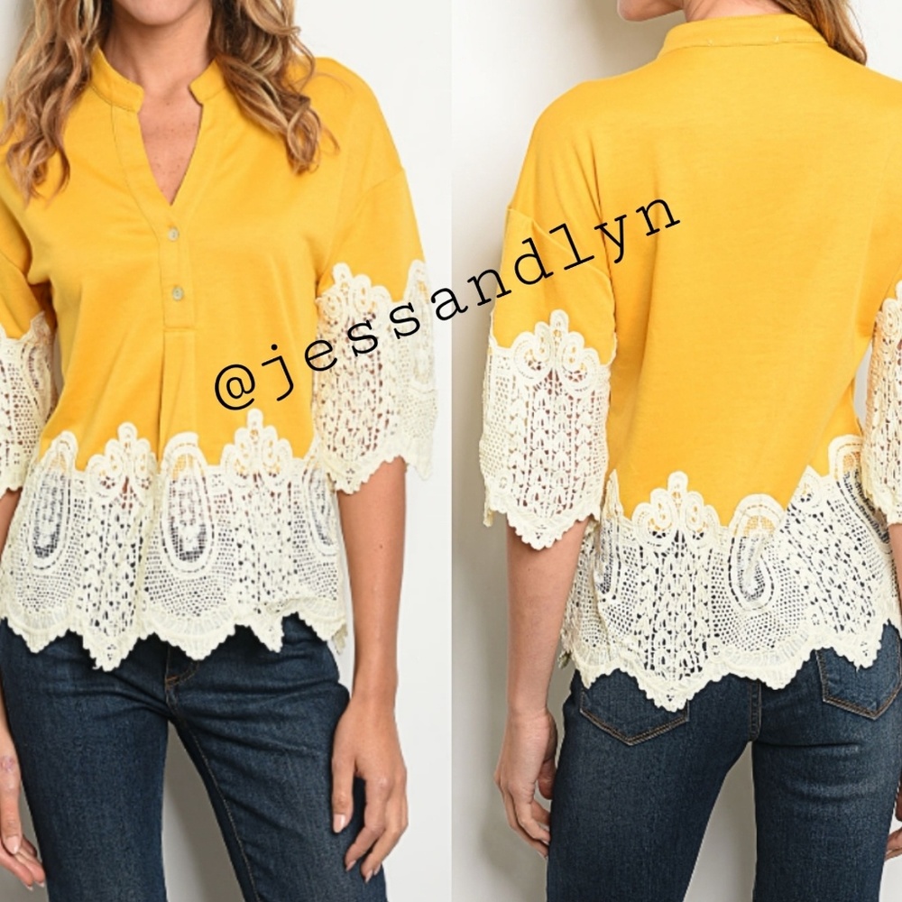 🆕 Mustard Crochet Top